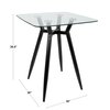 Lumisource Clara Square Counter Table with Black Metal Legs and Clear Glass Top CT-CLR3030 BKGL